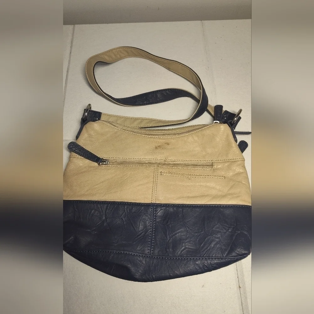 Stone & CO Two-Tone Beige and Blue Crossbody Bag